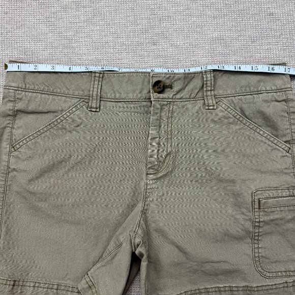 Eddie Bauer Womens Size 8 Green Khaki Cargo Shorts Pockets Stretch - Picture 9 of 13